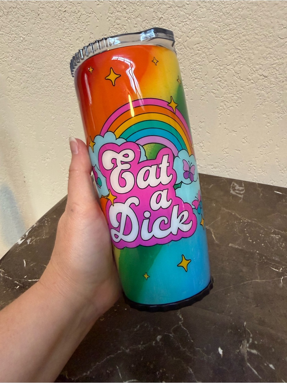 Rainbow Pride Eat A Dik 20 Oz Strawbler Tumbler Cup